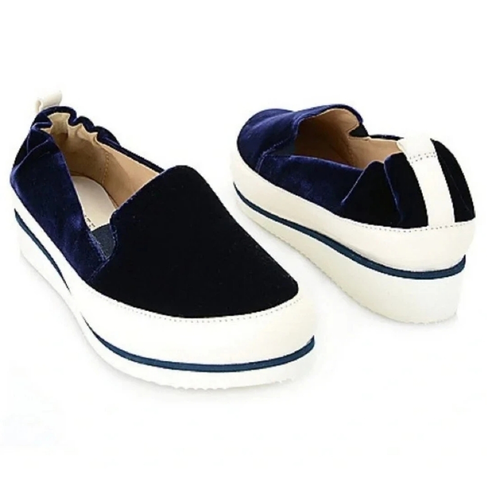 RON WHITE"NELL VELVET" VELVET/NAPPA SLIP-ON WEDGE SNEAKER  WOMEN